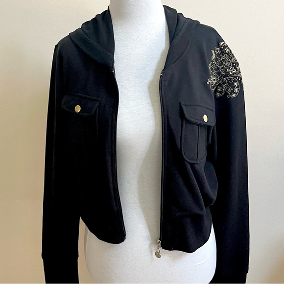 Cropped Hoodie Sweatshirt~Size XL~Black - Picture 6 of 9